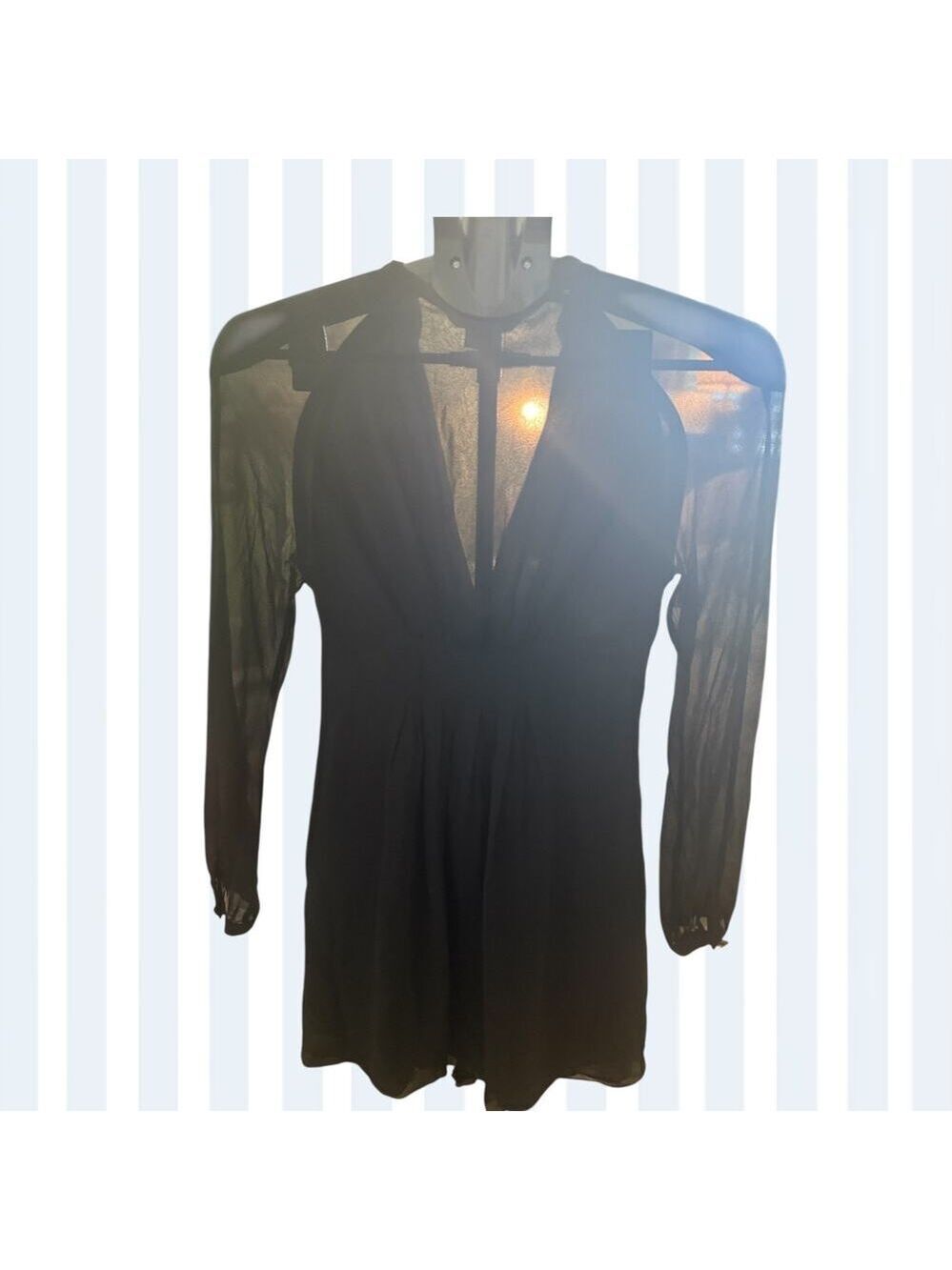AX Armani Exchange Black 100% Silk Sheer Long Sleeves Dress  2